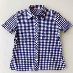 PRADA Navy White Checkered Shirt EUC